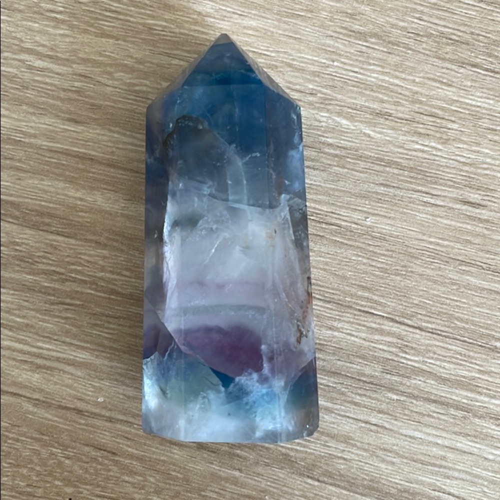 Rainbow fluorite tower